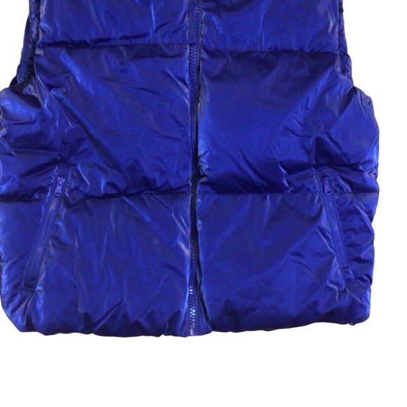 NWOT Old Navy Womens XS Blue Shiny Puffer Vest Water Resistant Quilted Zip Up - Picture 8 of 10
